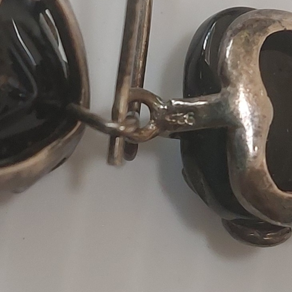 Vintage Black Heart and 925 Silver Earrings .Intricate Design.Vintage - Picture 7 of 8